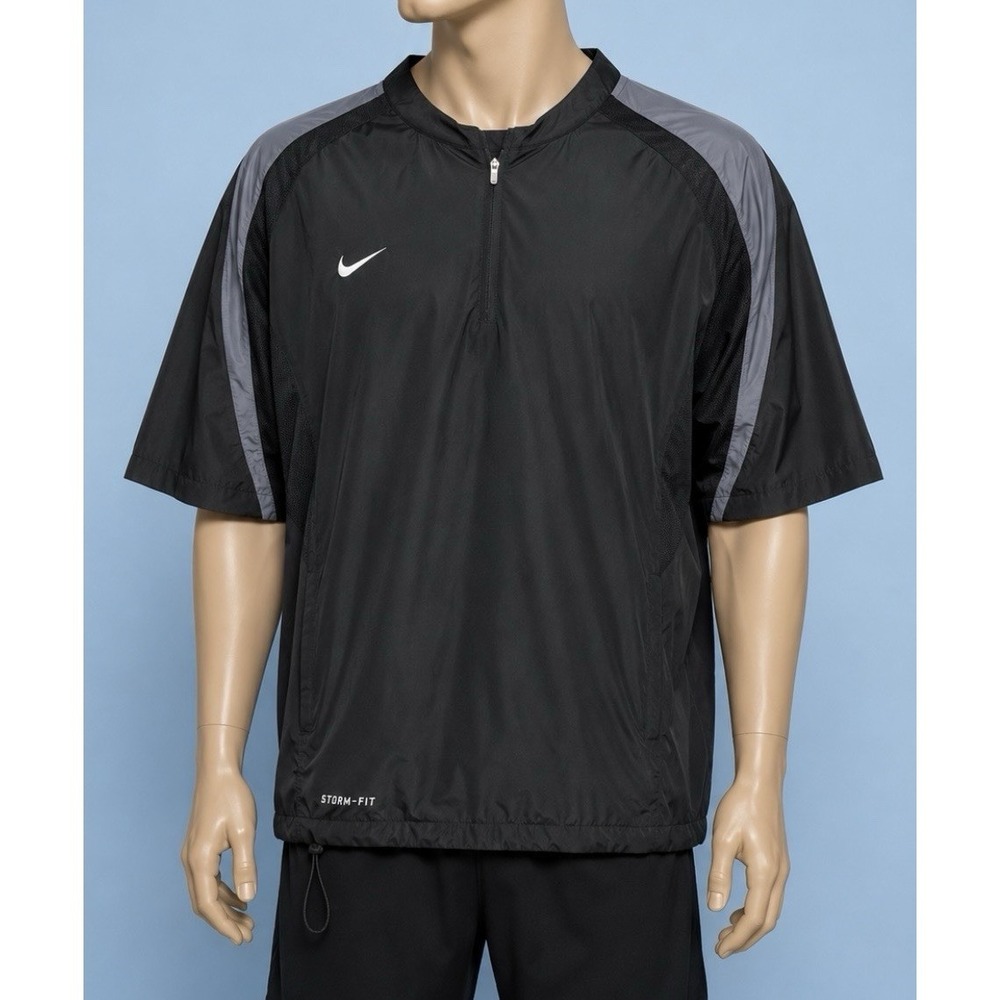NIKE Men's Short Sleeve Storm Fit Size XXL Shirt 1/4 Pullover Black/Gray Golf